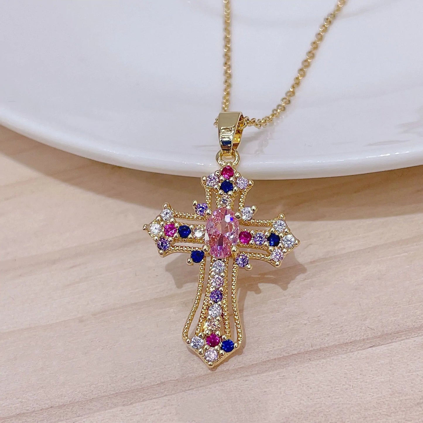 Luxury Jeweled Cross Necklace