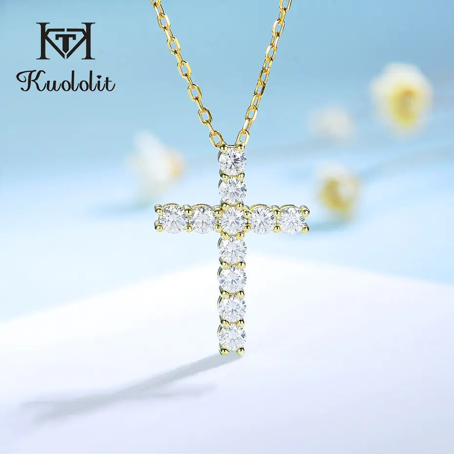 Exquisite Moissanite Cross Pendant For Women