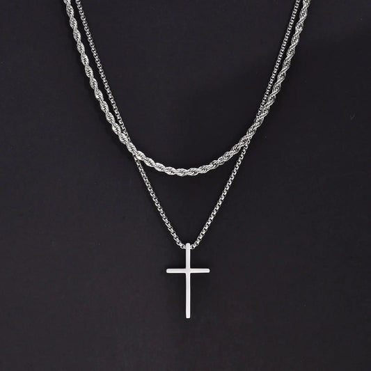 VNOX Mens Double-Cross Necklaces