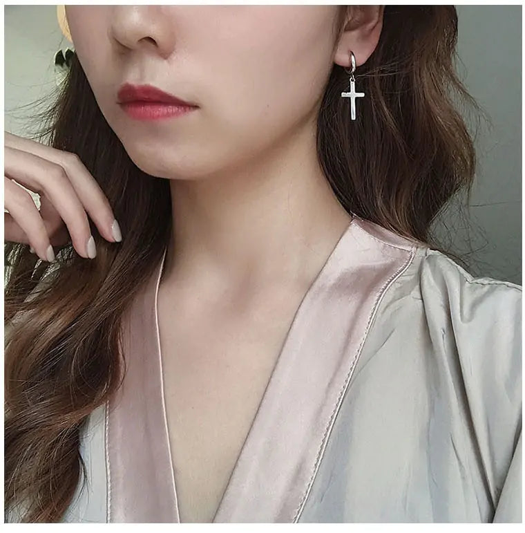 925 Silver Cross Earrings