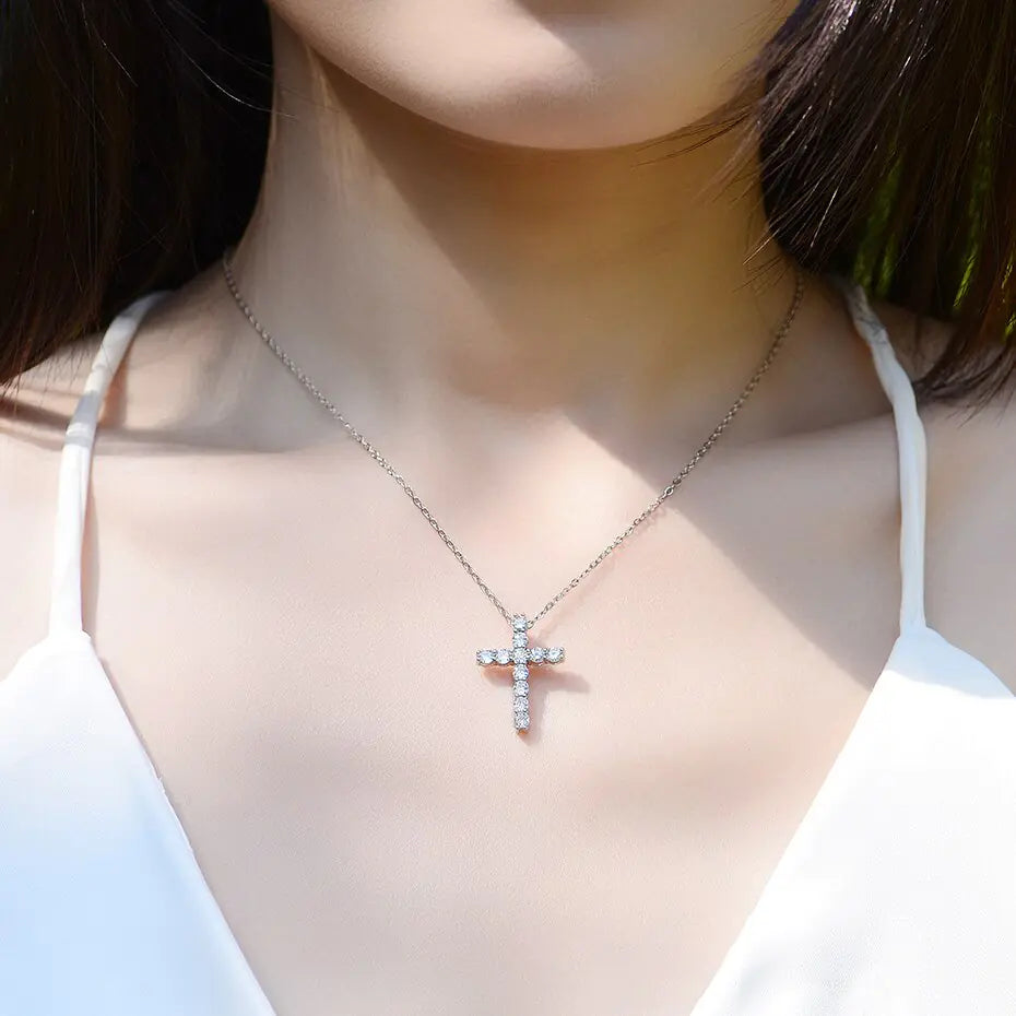 Exquisite Moissanite Cross Pendant For Women