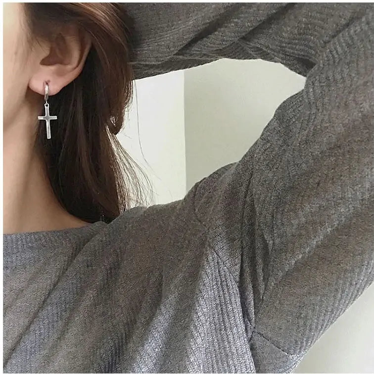 925 Silver Cross Earrings