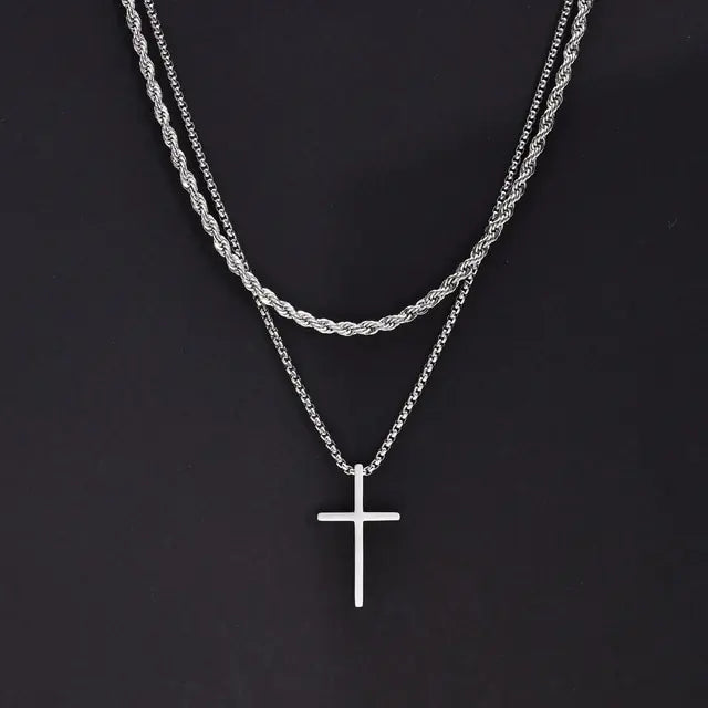 VNOX Mens Double-Cross Necklaces