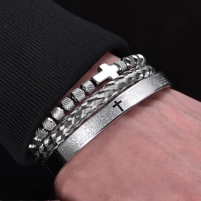 3-piece Cross Bracelet Set