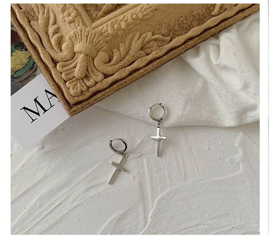 925 Silver Cross Earrings